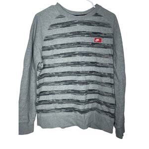Nike Sportswear Men's Striped Gray Sweatshirt Size Large
